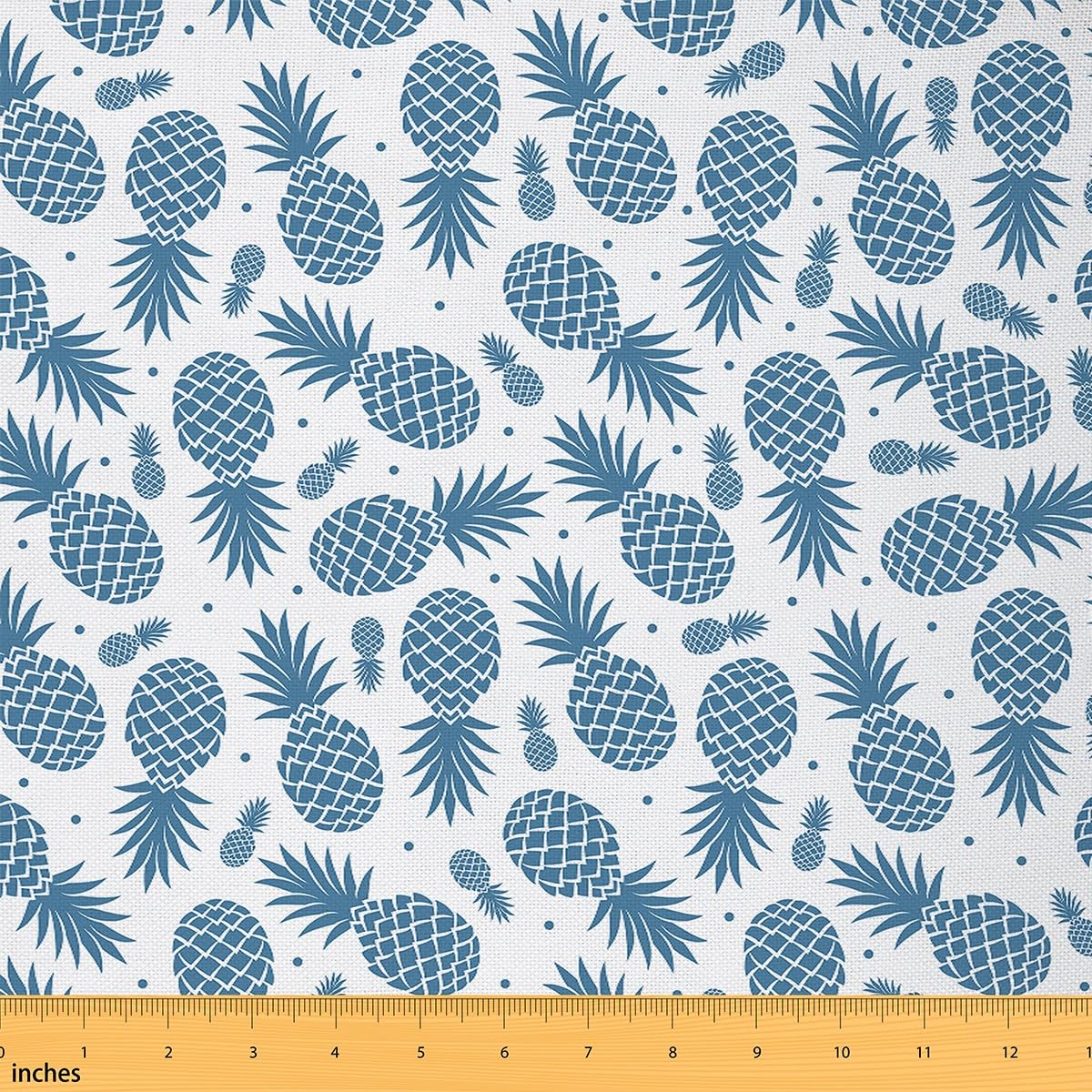 Pineapple Fabric by The Yard Tropical Fruit Print Upholstery Fabric for Chairs Fresh Pineapple Pattern Blue Waterproof Outdoor Fabric 10 Yards (L920*W150cm) — image 1