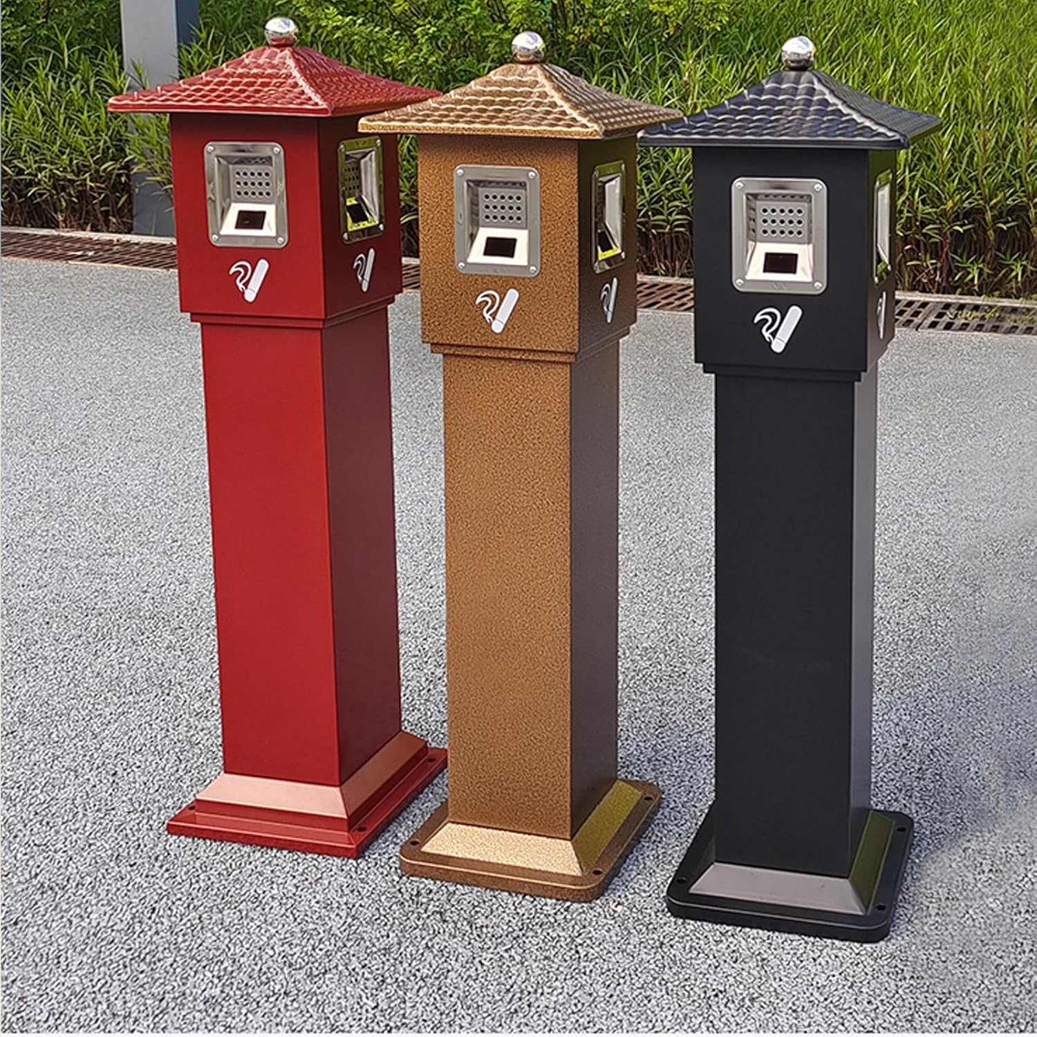 Ashtray for Outside, Commercial Garbage Can with Removable Inner Bucket, Cigarette Butt Receptacle, Outdoor Ashtrays with Lock for Commercial Office(Black)