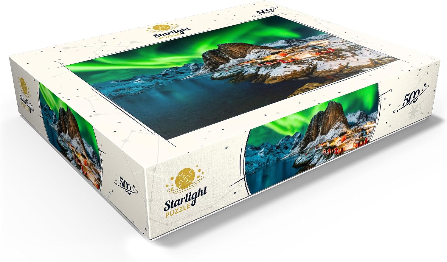 MyPuzzle Aurora Borealis Over Hamnoy in Norway - Premium 500 Piece Jigsaw Puzzle for Adults