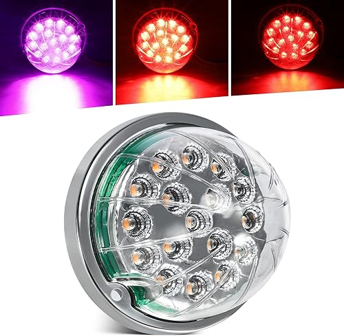Partsam 1 luz de sandía de doble revolución con 17 LED para semircamión, señal de giro de parada roja y marcador a luz auxiliar morada, luz