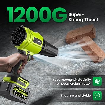 YUQUESEN Cordless Leaf Blower, 980,000 RPM Handheld Leaf Blower with 2 X Batteries & Charger, Lightweight Leaf Blowers for Patio Cleaning, Lawn Care, Leaves, Dust - Light Green