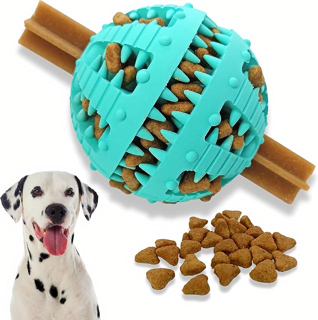 PawsOnlyUK Dog Treat Dispenser | Dog Puzzle Toy | Dog Toys for Boredom | Interactive Enrichment Treat Ball Teething (Large 8cm/3.15in, BLUE)