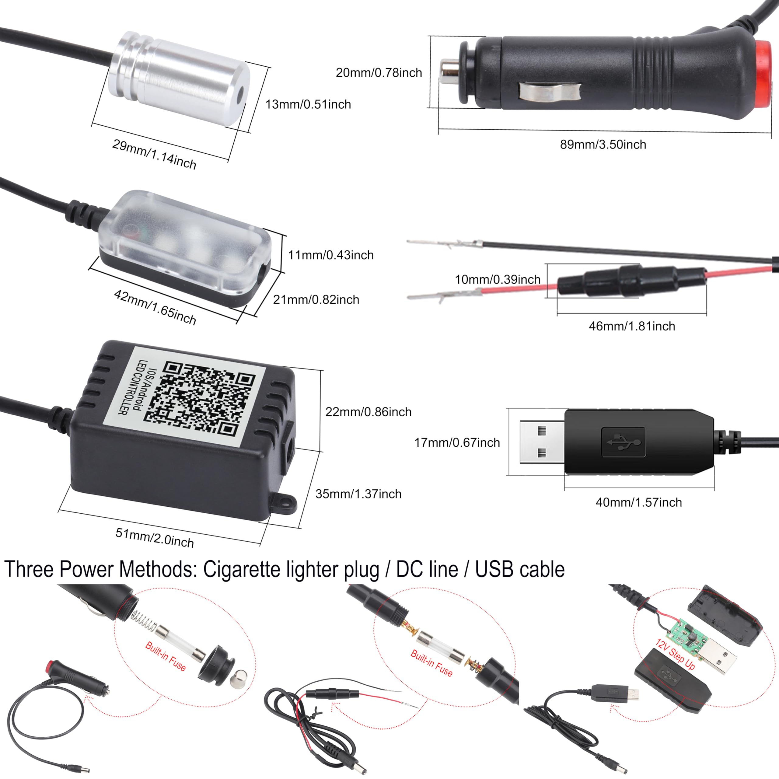 Auto Interno Strip Luces, 6 in 1 Multicolore RGB Auto Footwell Kit di illuminazione ambientale, 8m Fibra ottica EL Neon Tube Luce, Modalità fai da te Sinc musicale Remoto RF + APP DC 12V