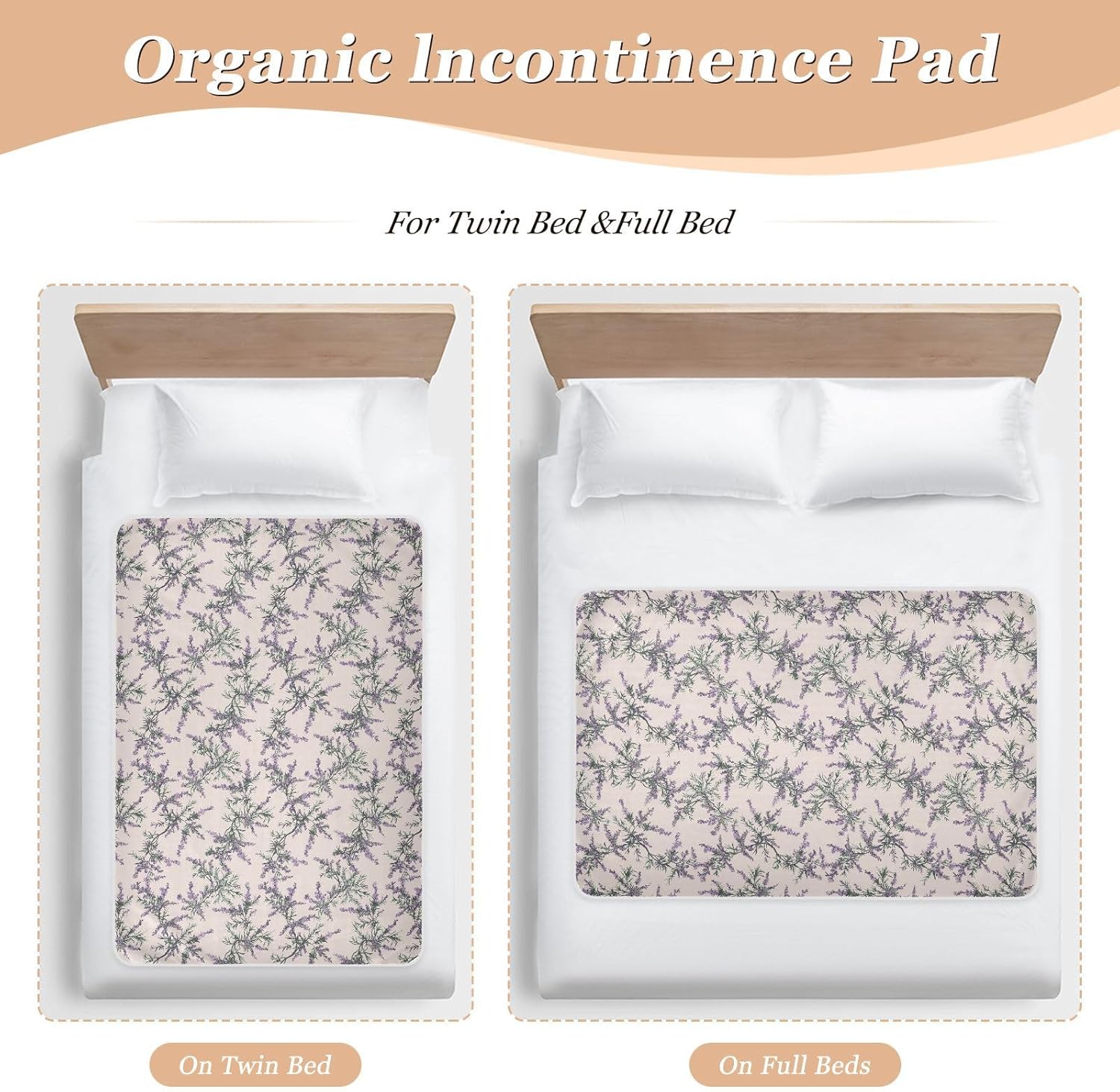 Old Style Hemlock Lavender Extra Large Resuable Potty Training Pee Pad Soft Absorbent Crib Pee Mattress Pad Leakproof Quick Drying Diaper Pads for Baby Boys Girls , 52" L x 34" W