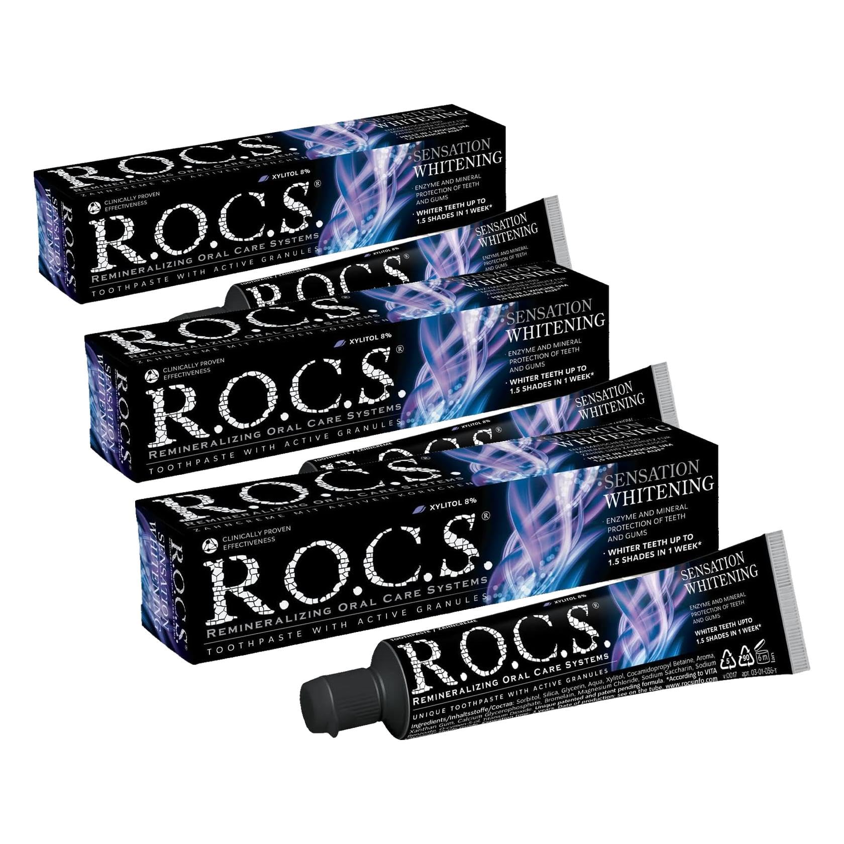 R.O.C.S. Sensation Whitening Beyazlatıcı Diş Macunu (1 x 74 g) (3 paketi)