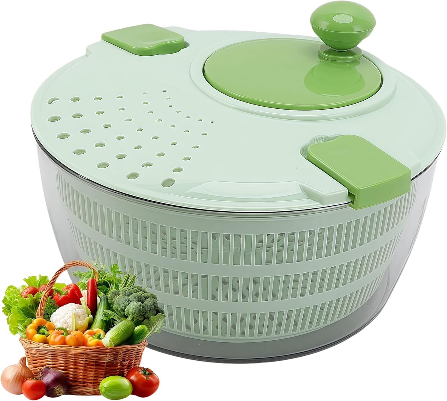 Salad Spinner, Salad Washer, Lettuce Spinner with Vegetable Washing Basket and Serving Bowl, Household Fruit Dehydrator Drainer, Manual Salad Washer for Kitchen, 4L Salad Dryer Salad Spinners