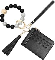 Vista 1 de Sodsay Estuche para tarjetas, cartera delgada con bolsillo frontal, para mujer, sujetatarjetas con llavero