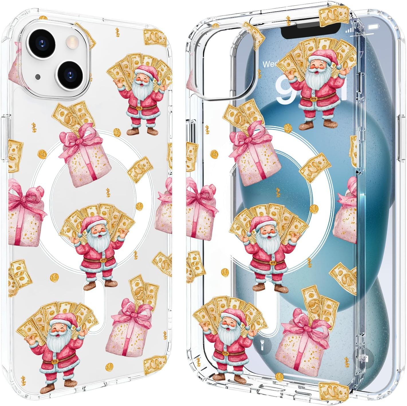 Christmas Case for iPhone 12/12 Pro,Money Gift Christmas Compatible with MagSafe Accessories,Clear Slim Thin Aesthetic Lovely Phone Case Cover for Women Girly