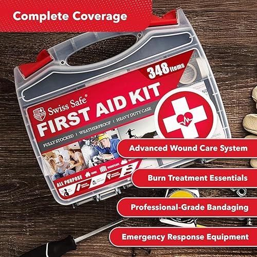 Miniatura 6 de Swiss Safe Kit de primeros auxilios 2 en 1 para automóvil, viajes, hogar y negocios, incluye mini kit adicional para emergencias médicas, campamento