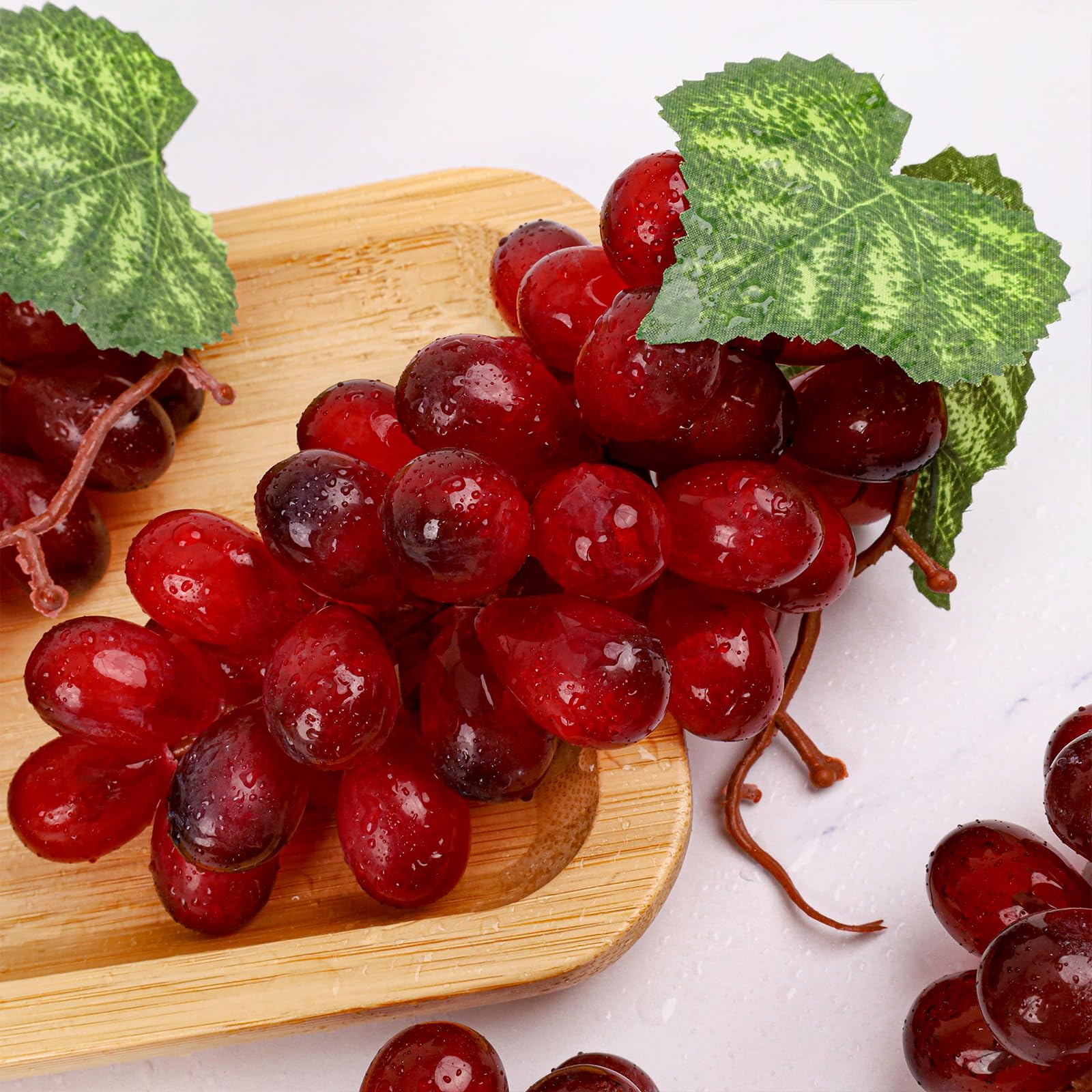 Uva artificiale Finta Plastica Frutta Rosso Scuro Uva Stringa Modello Decorazione Festa di Nozze Giardino Frutta Piatto Schizzi Puntelli Puntelli - 4 Mazzi