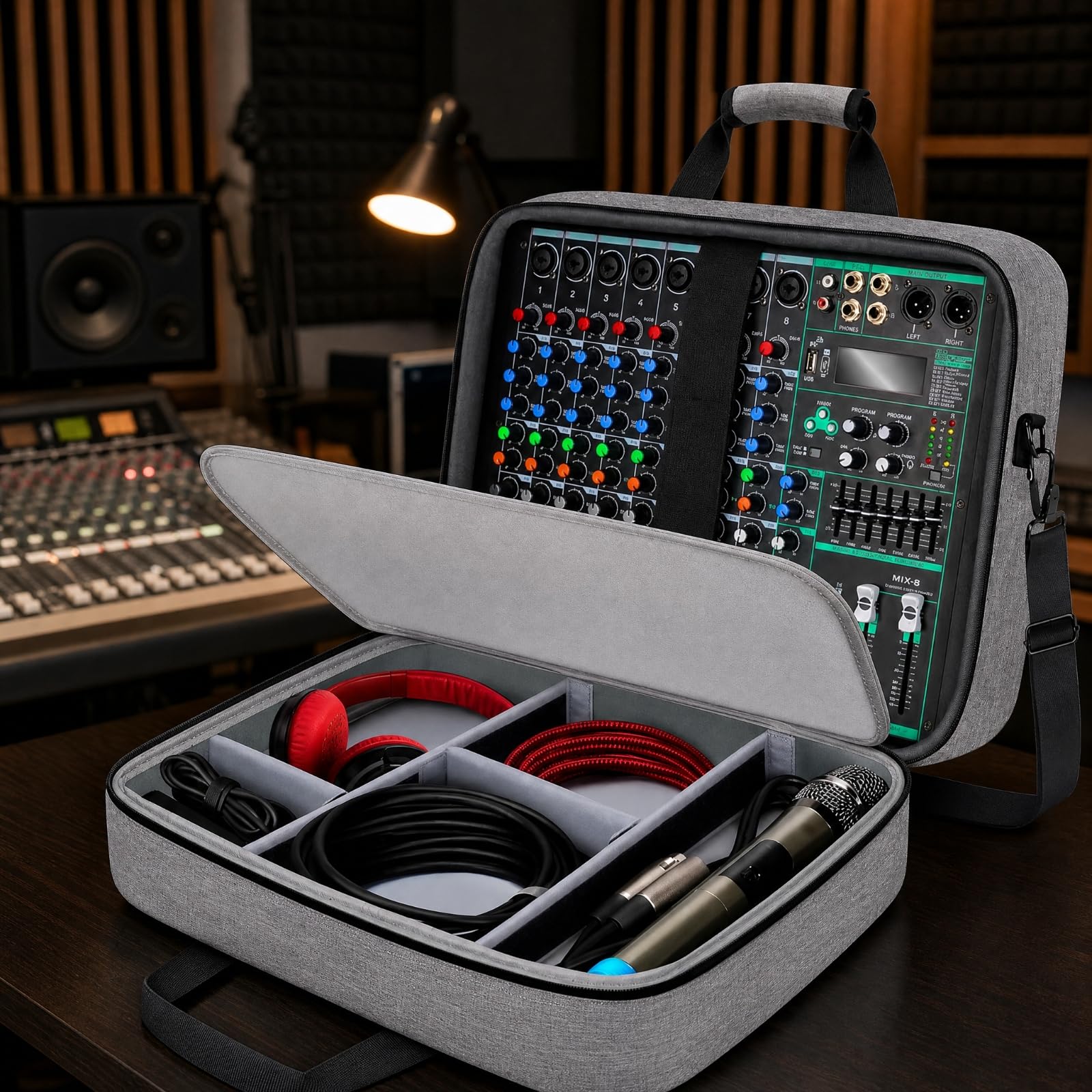 Borsa Mixer con Divisori Regolabili Imbottita Borsa Trasporto Mixer Audio Regolabile Custodia per Viaggi