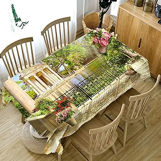 KnSam Tovaglie Rettangolare, Tovaglie 90 x 140 cm, Paesaggio Europeo, Verde, Art Deco, Ottimo per Feste, Ristoranti, Matrimoni e Eventi