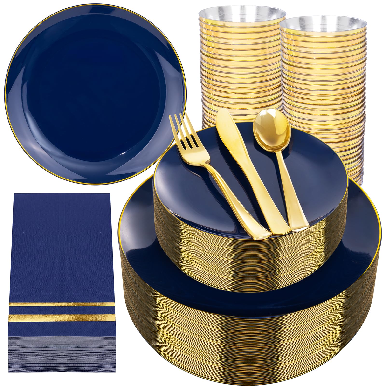Blue Plastic Plates - 350 Piece Party Set -1