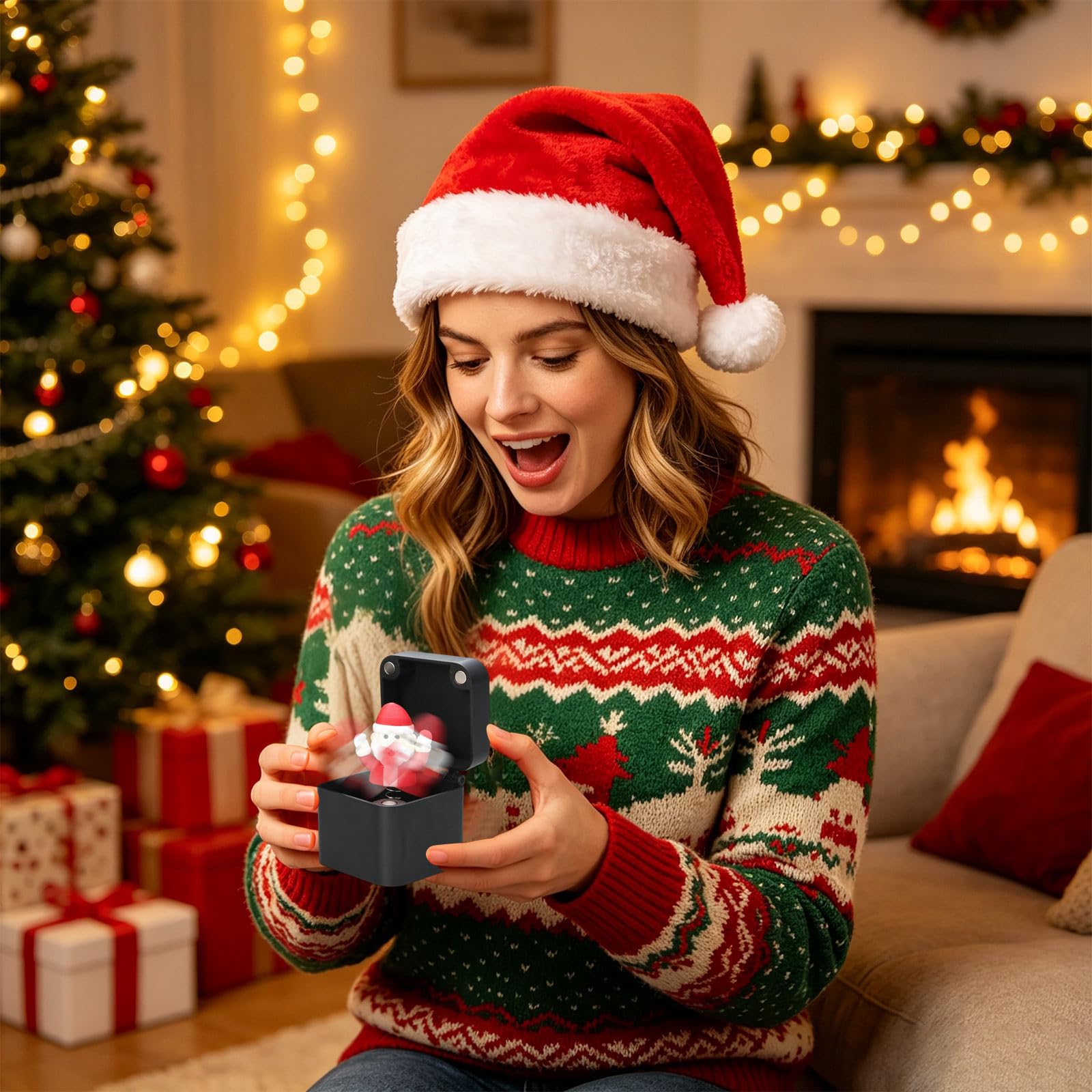 Weihnachts-Überraschungsbox, 3D-gedrucktes Pop-Up-Gag-Geschenk, 4 Stück
