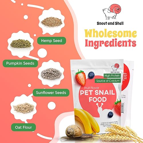 3.5 oz Powdered Snail Food – Pet & Garden Snail Food with Banana, Strawberry & Blueberry – Calcium & Protein for Giant African Land Snails – Non-GMO, Copper Sulfate Free – Baby Snail Safe(Fruit)