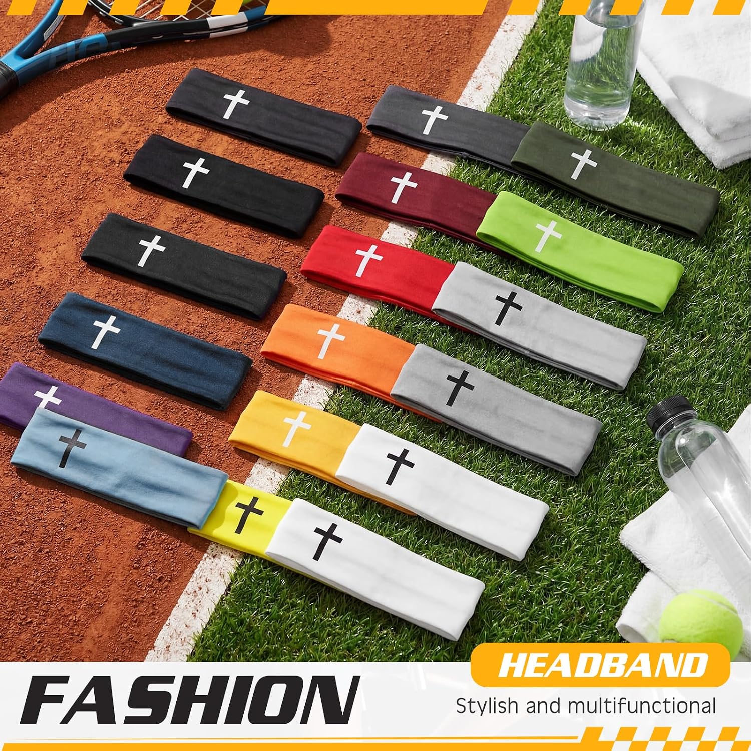 18 Pcs Sports Sweatbands for Men Women Camo Headbands