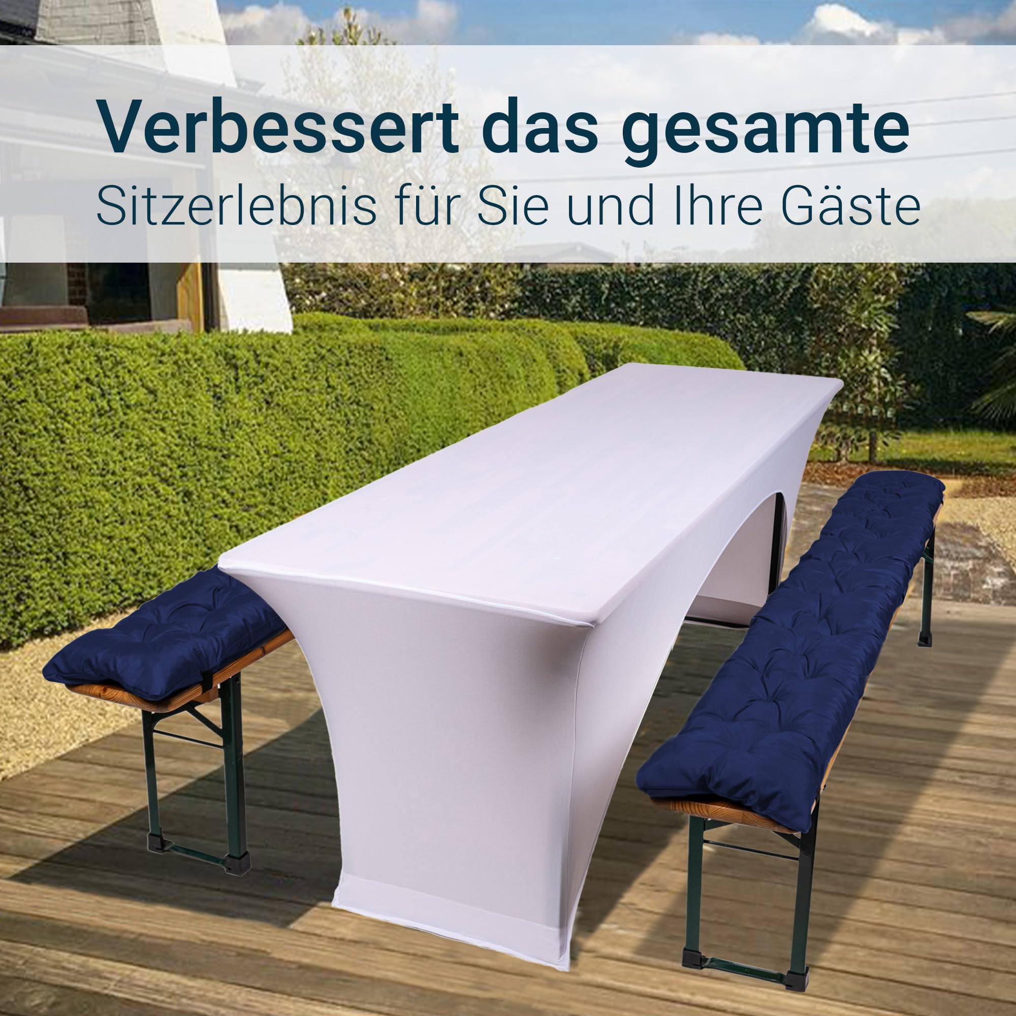 TexDeko® Garden zestaw 2 pokrowców na ławki piwne, pikowane, odporne na działanie promieni UV, odporne na działanie wody, 180 x 25 cm, wyściełane, przytulne poduszki do siedzenia na ławki piwne,