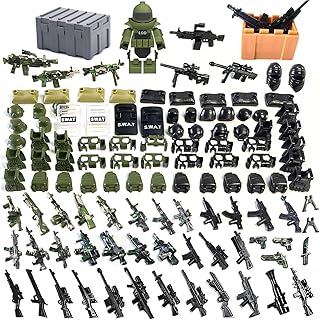 Military Army Weapons Set for Minifigures Swat Team Equipment Gear EOD Accessories Building Block Toy for Kids Boys Compatible with Major Brand