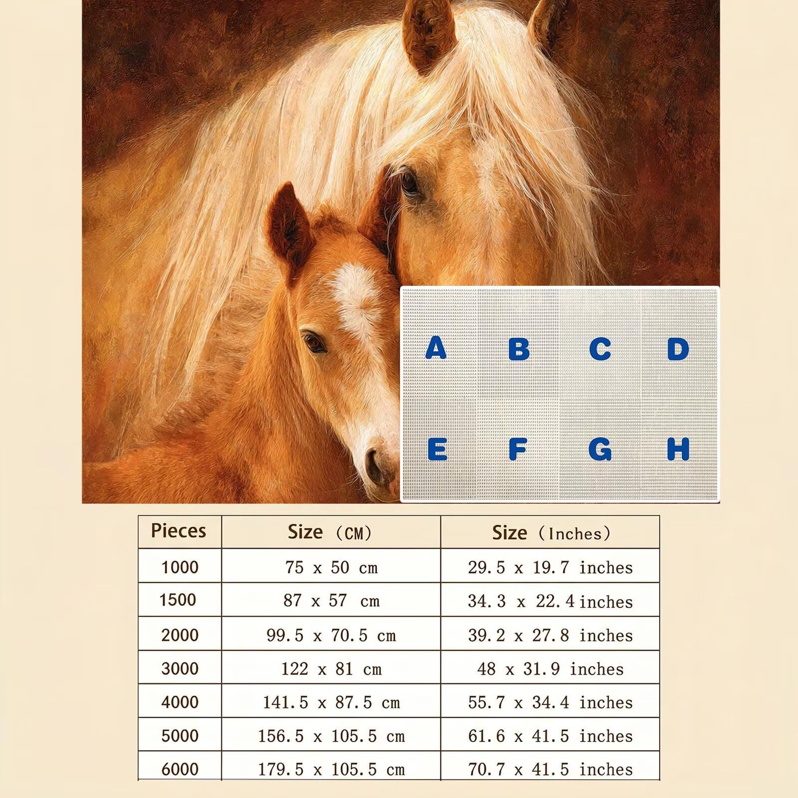 Puzzle 5000 Pezzi Classici, Puzzle Carino cavallo 156 x 105 cm, Gioco Educativo e Antistress in Legno con Poster Incluso, Ttività DIY per Famiglia, Regalo per Appassionati, Decor Parete Casa, f0-567
