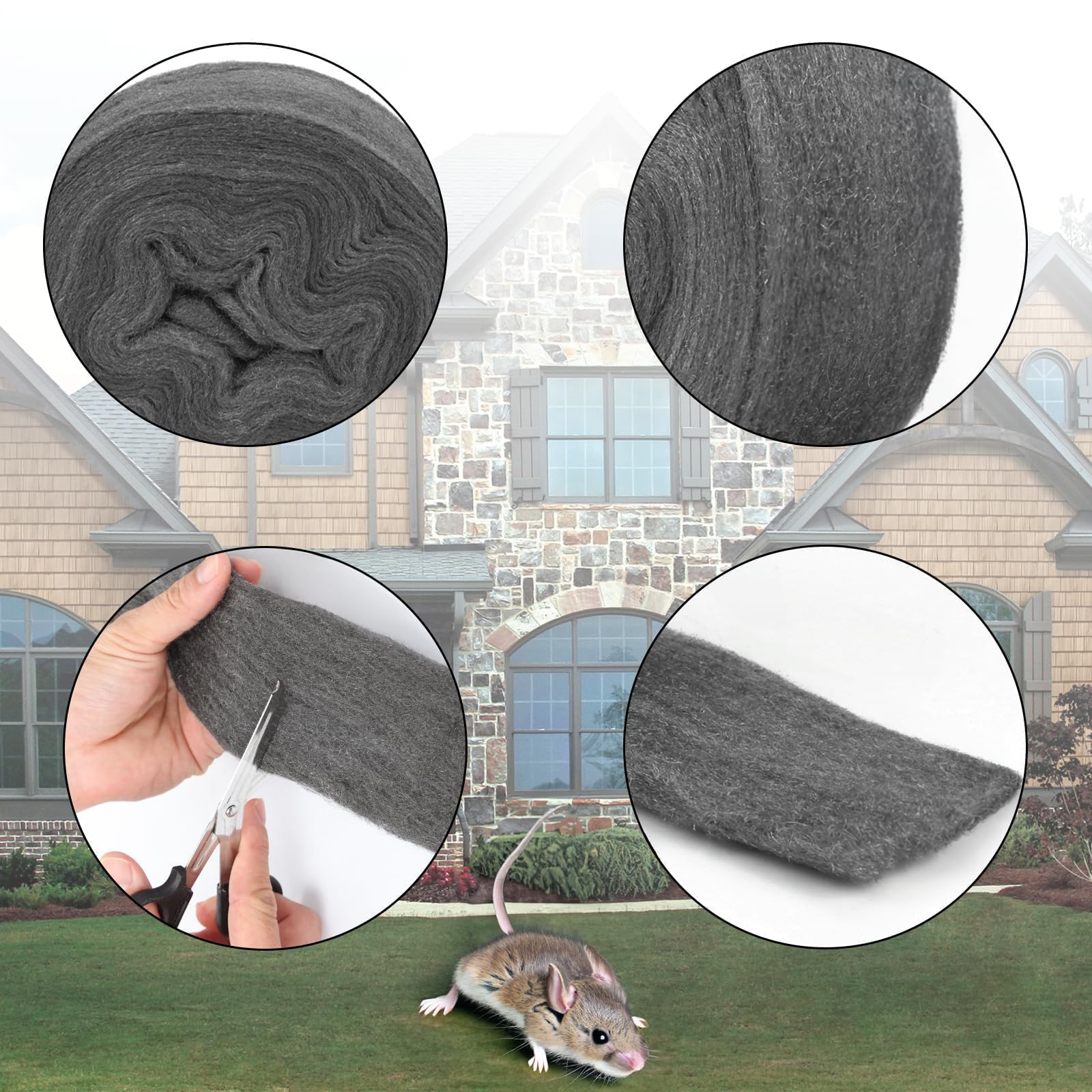 Paille de Fer 8.5M Laine d'Acier 0000 Avec Ciseaux et Gants - Anti Rongeur pour Trous, Fissures, Nettoyage Murs, Polissage