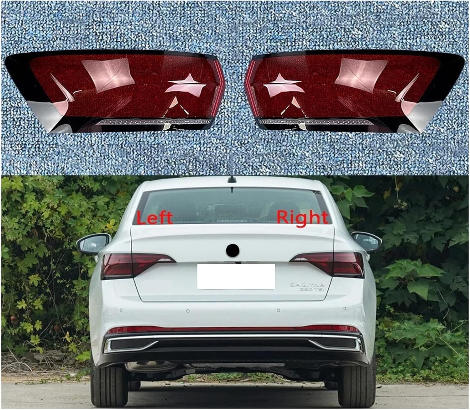 Auto Tail Lamp Light Case Compatible For VW Sagitar 2023 Car Rear Taillight Lens Cover Lampshade Lampcover Caps Taillamp Shell(Outside Left)