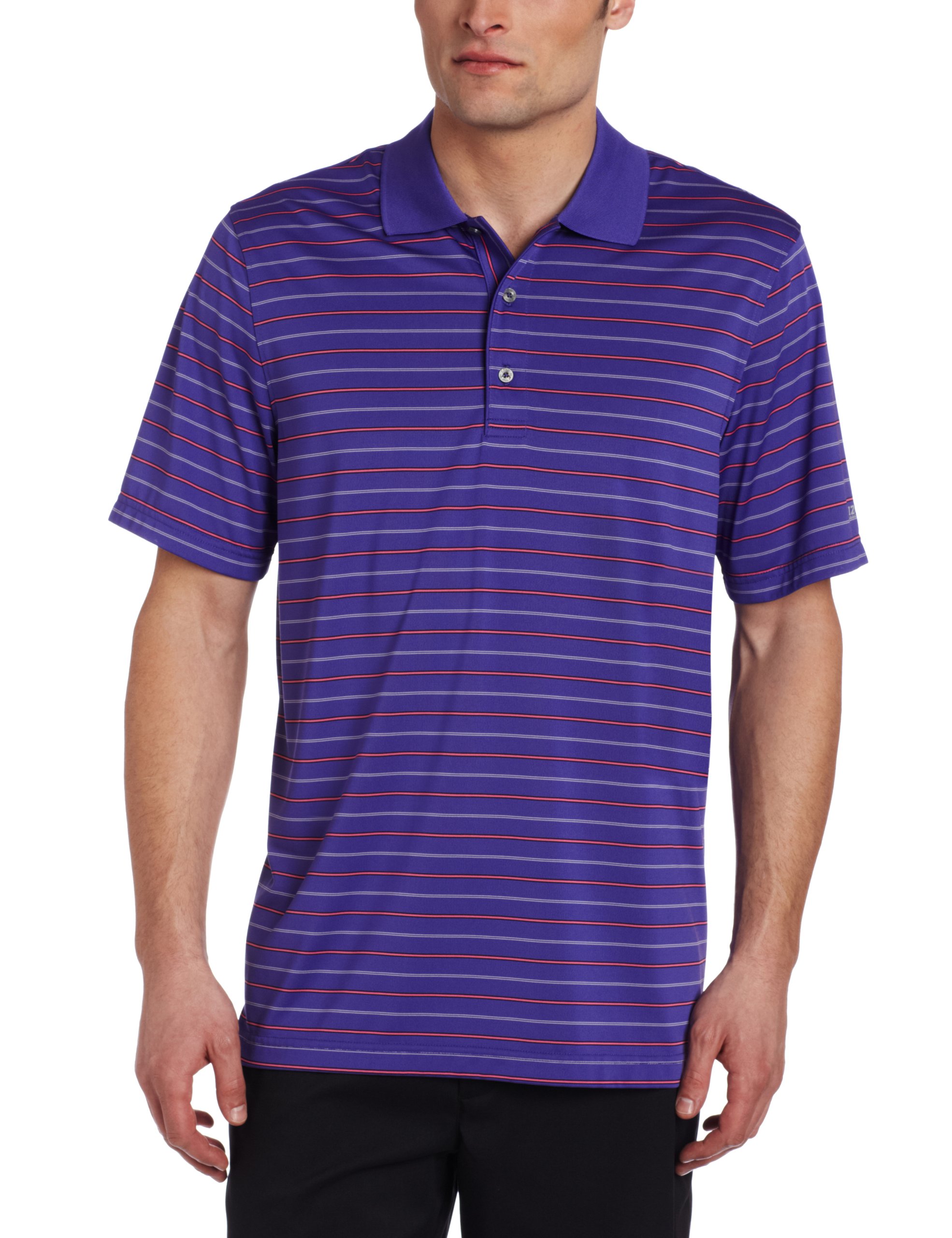 IZOD Men's Short Sleeve Jersey Stripe Golf Polo