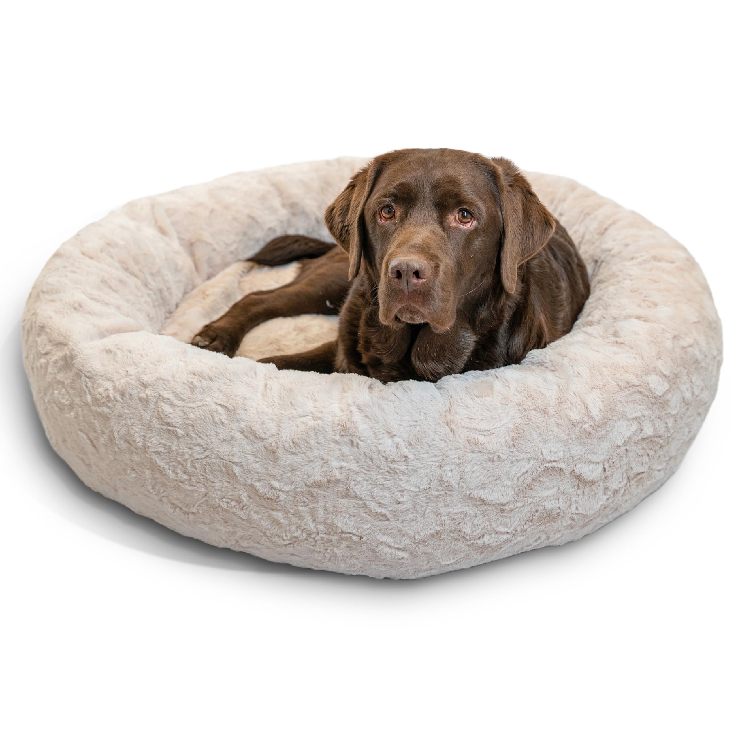 Best Friends by Sheri Large Calming Donut Dog Bed in Oyster color