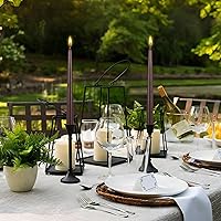 Vista 4 de Mega Candles 12 velas cónicas marrones sin perfume, velas de cera vertida a mano de 10 x 7/8 pulgadas, decoración del hogar, recepciones de boda