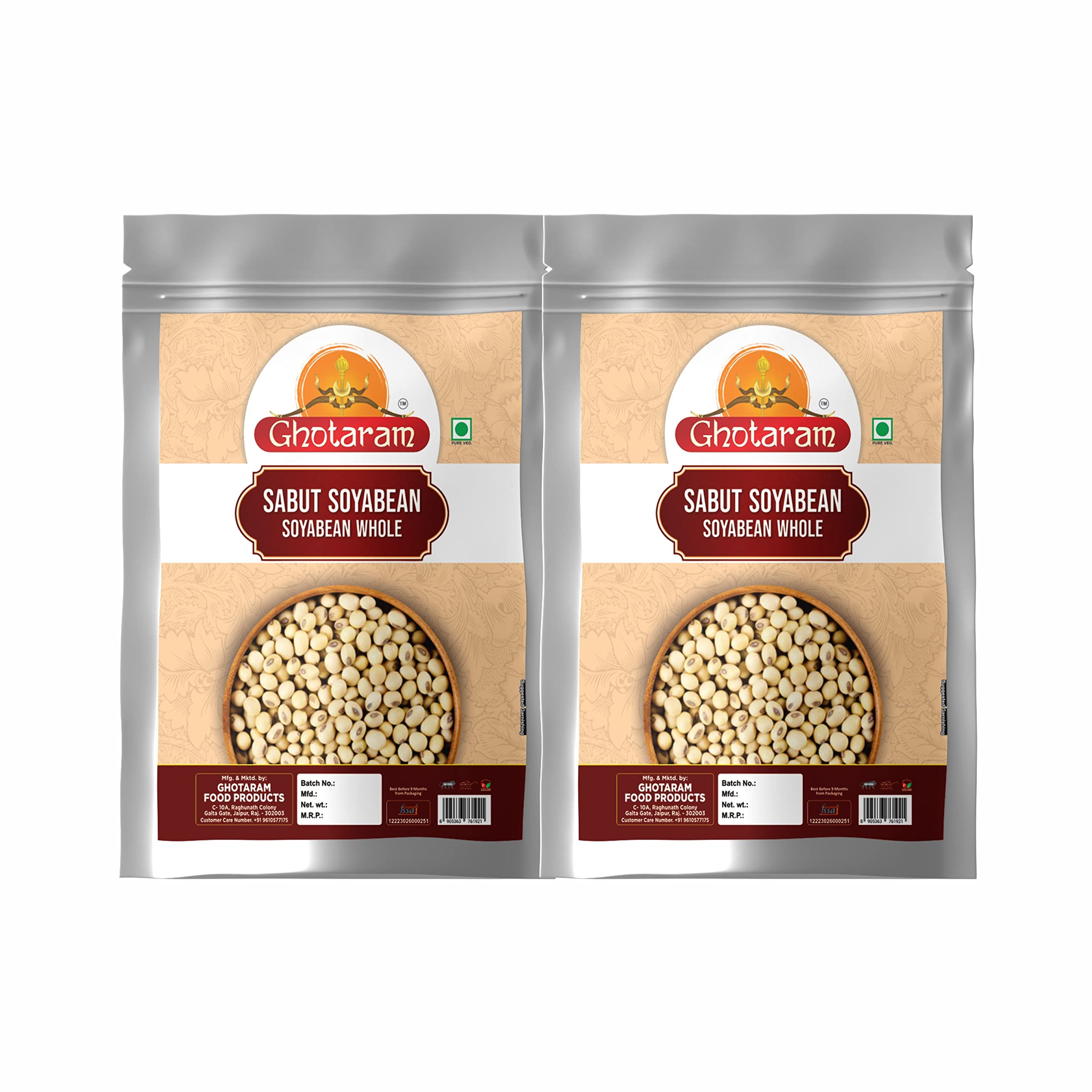 Ghotaram Vindhya Pradesh Bhojpal Sabut Whole Golden Bean Soya Bean|Soyabean Seed|Soja Bean|Miracle Bean|Soya/Soy Whole Rich Nutrients-960g(480g*2Pkt)