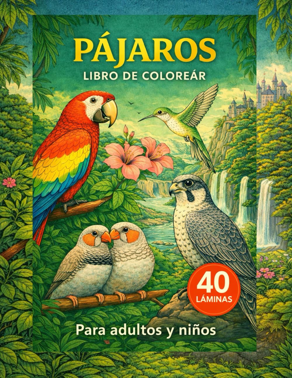 Libro colorear Pájaros. 40 Láminas. Lista de reproducción con QR. Relajación y creatividad.: Para niños y adultos