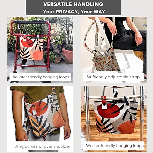 Miniatura 6 de Inspired Comforts Funda discreta para bolsa de orina con correa para colgar y cubierta de tubo de catéter, elegante y funcional, estampado terroso