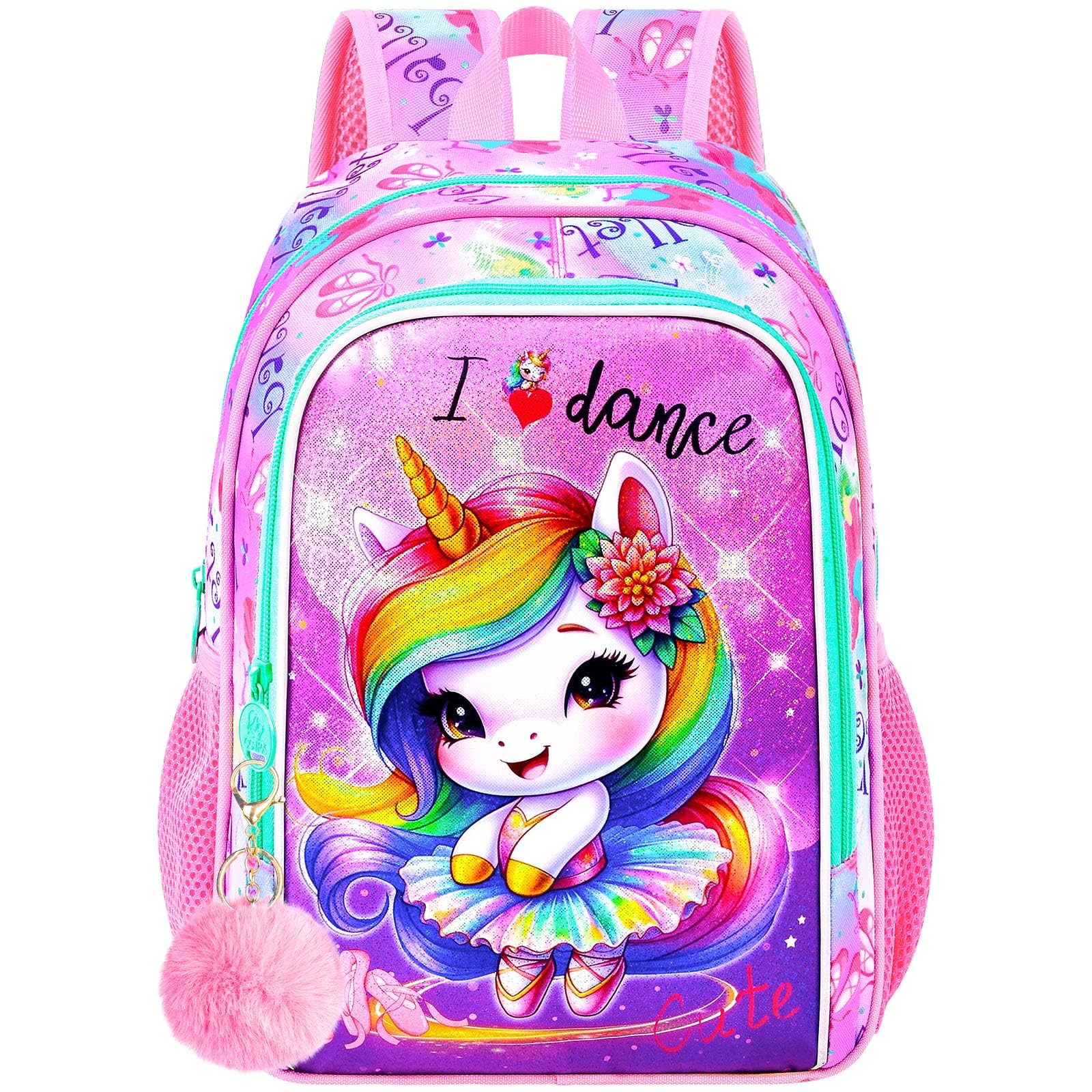 WZLVO Cute Toddler Unicorn Backpack for Girls 3-5 Years - 13 Inch Water-Resistant Preschool Bookbag with Reflective Safety Trim