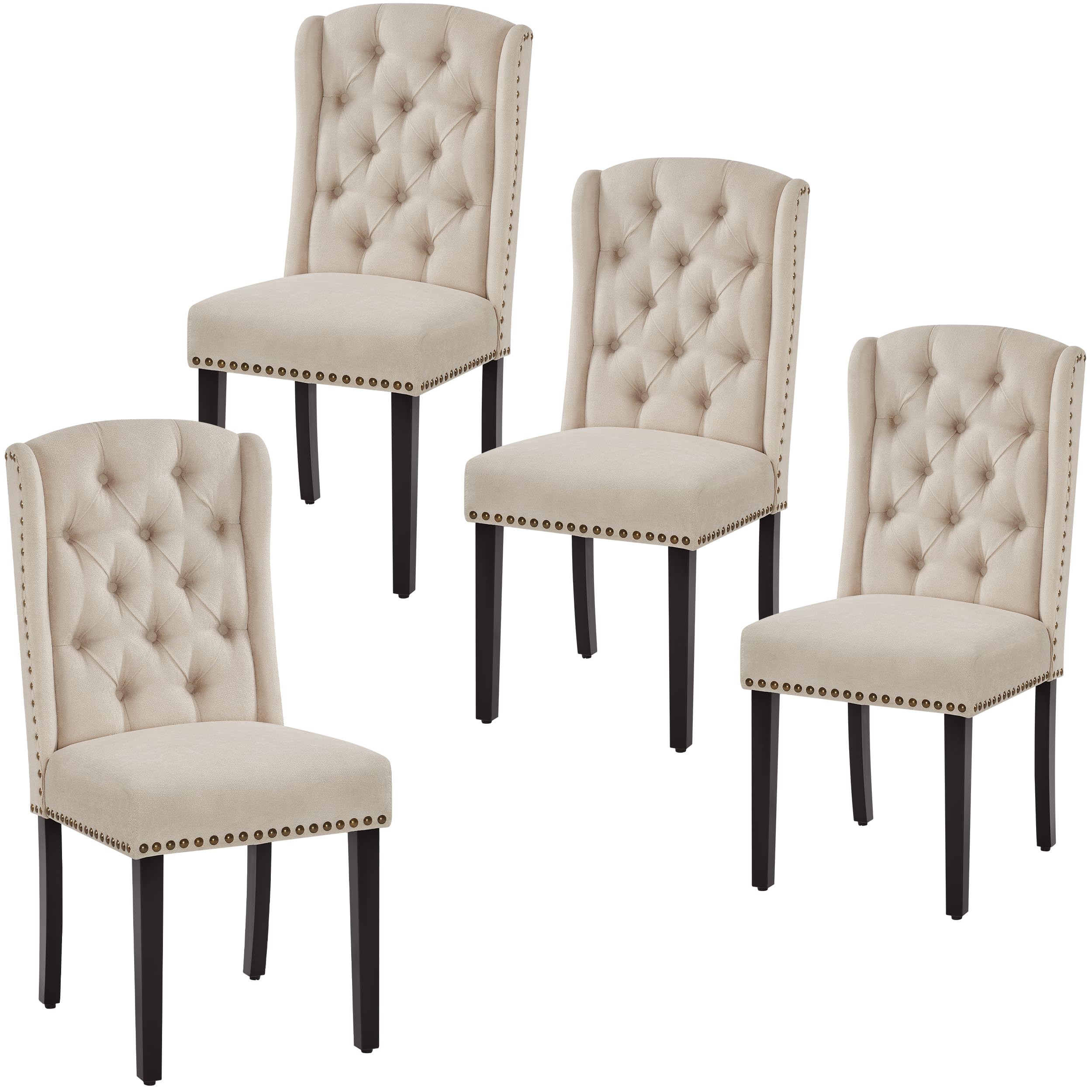 Amazon.com - Yaheetech Upholstered Dining Chairs Set of 4 Button