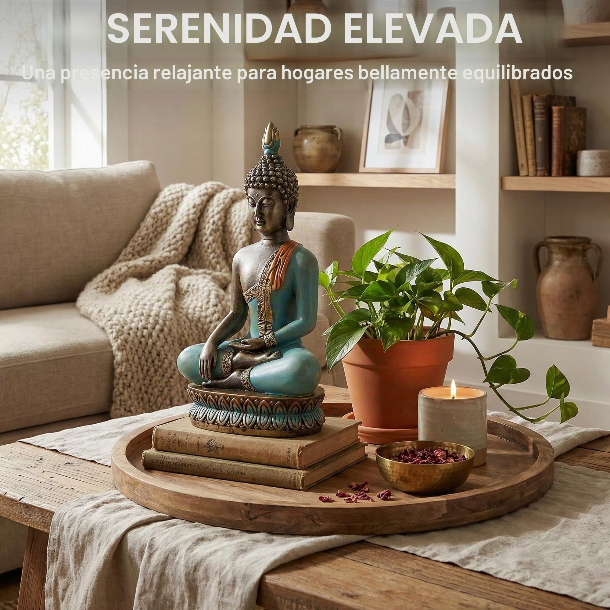 25DOL - Figura de Buda para hogar, de 31,75 cm (Momento de la iluminación), coleccionables y Figuras, decoración de meditación Espiritual para salón, Zen, Yoga, hindú, Asia Oriental