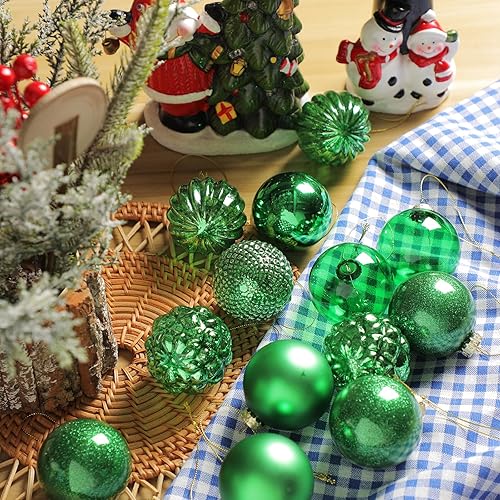 Miniatura 6 de Liliful 24 adornos de bola de Navidad de cristal de 2.36 pulgadas, decoración de árbol de Navidad, esferas colgantes, adornos de Navidad para