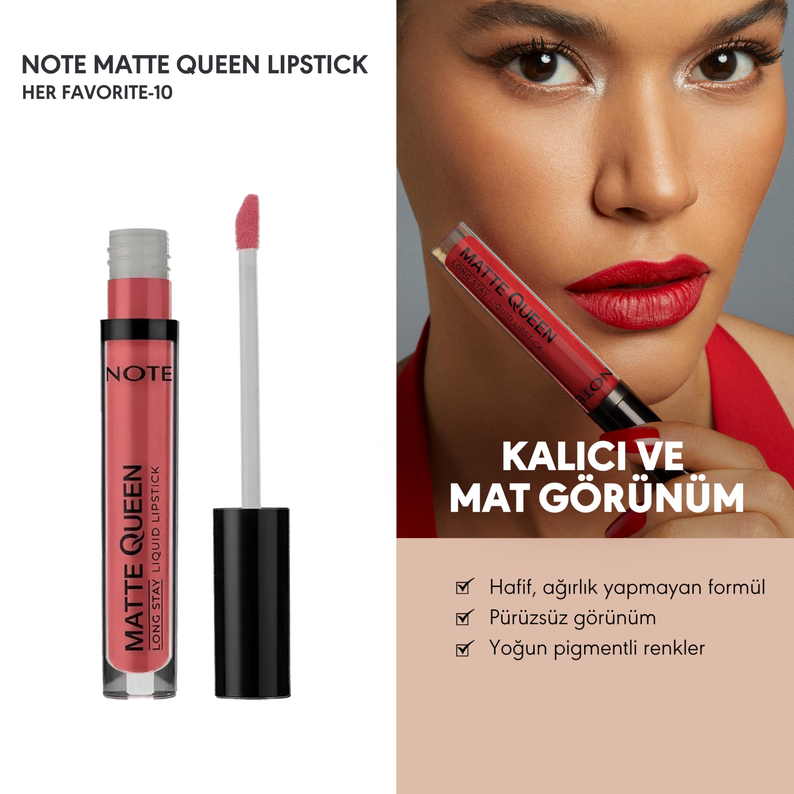 Note Cosmetics Matte Queen Lipstick 10 Her Favorite Kalıcı Likit Ruj, Pembe
