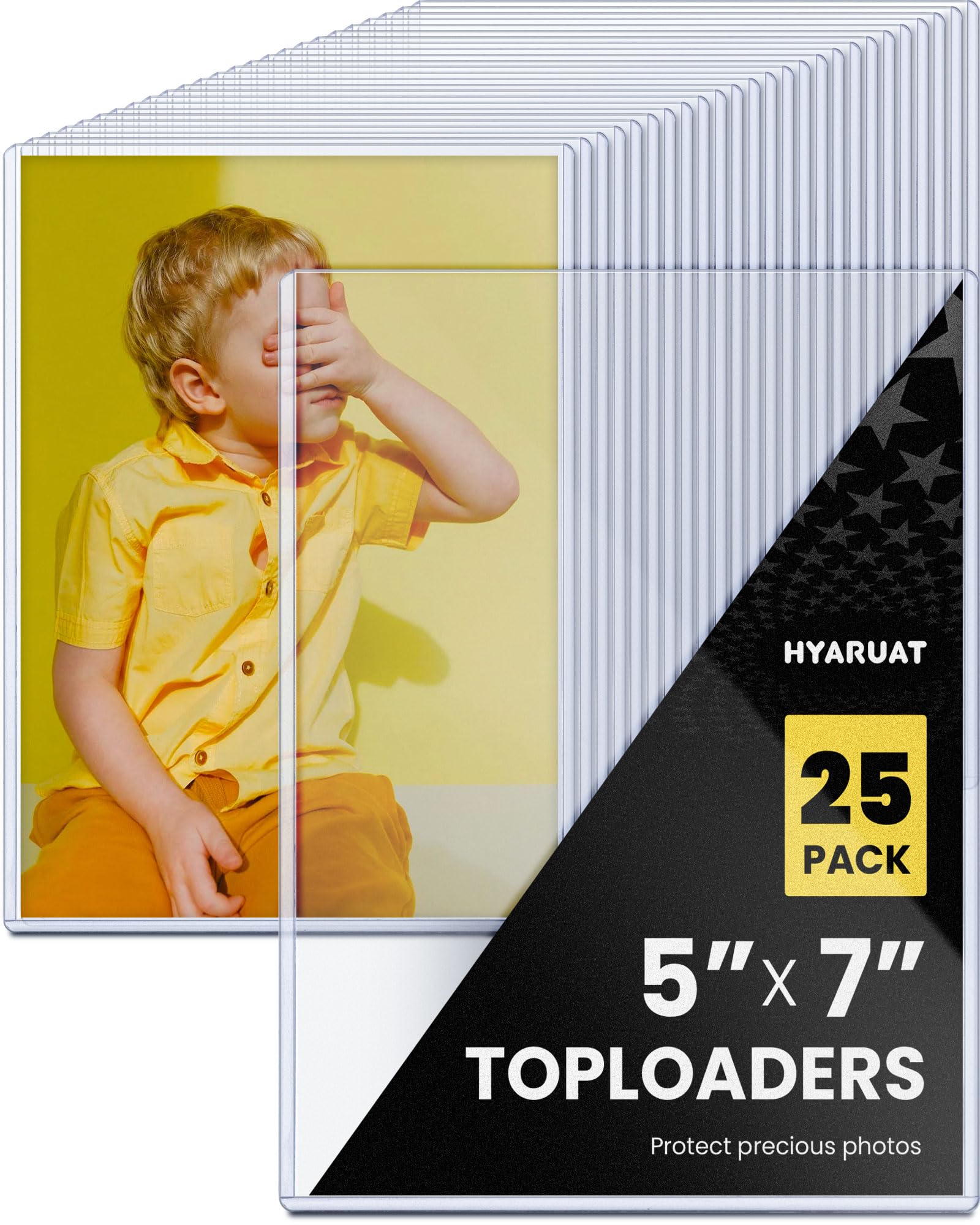 HYARUAT 5x7 Toploaders - Clear Rigid Photo Protectors for Your Precious Memories - Durable Hard Plastic Sleeves, 25 Pack, HTL5070-25