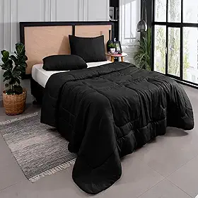 Kit Edredom Casal Queen 3 Peças Margarida Cama Box Cor:Preto