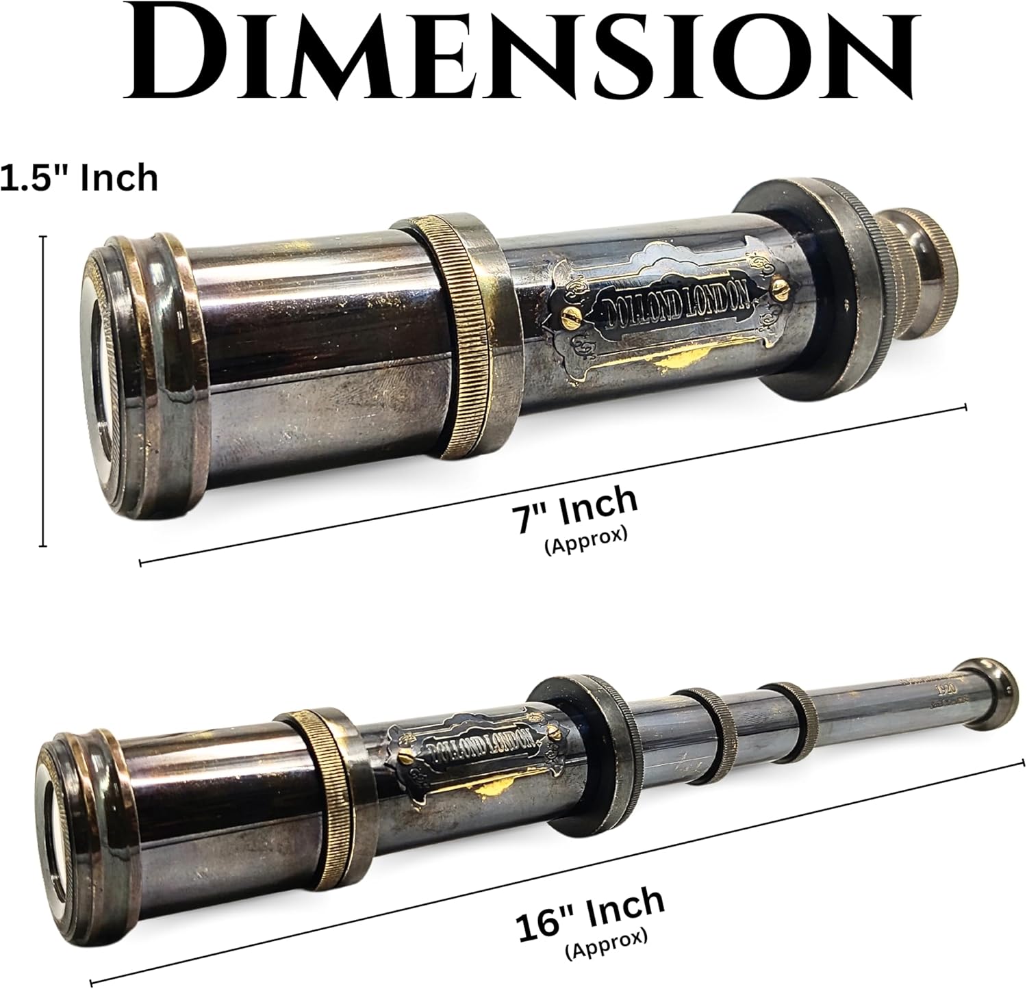 LAVILLA DECORE Vintage Ship Telescope in The Leather Case: A Journey Through Time and Space DOLLAND London 1920" Size-(16INCHES)