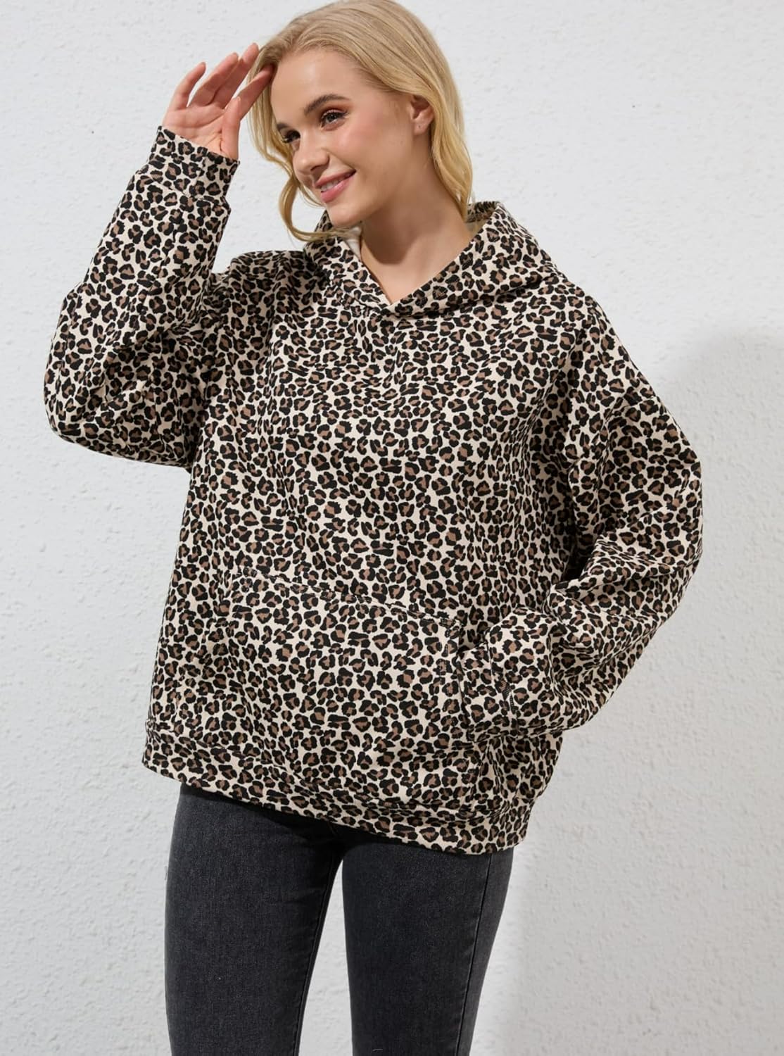 Women Leopard Hoodies Oversized Cheetah Print Sweatshirt Hooded Long Sleeve 2000s Pullover Tops Y2k Graphic Hoodies - Image 3
