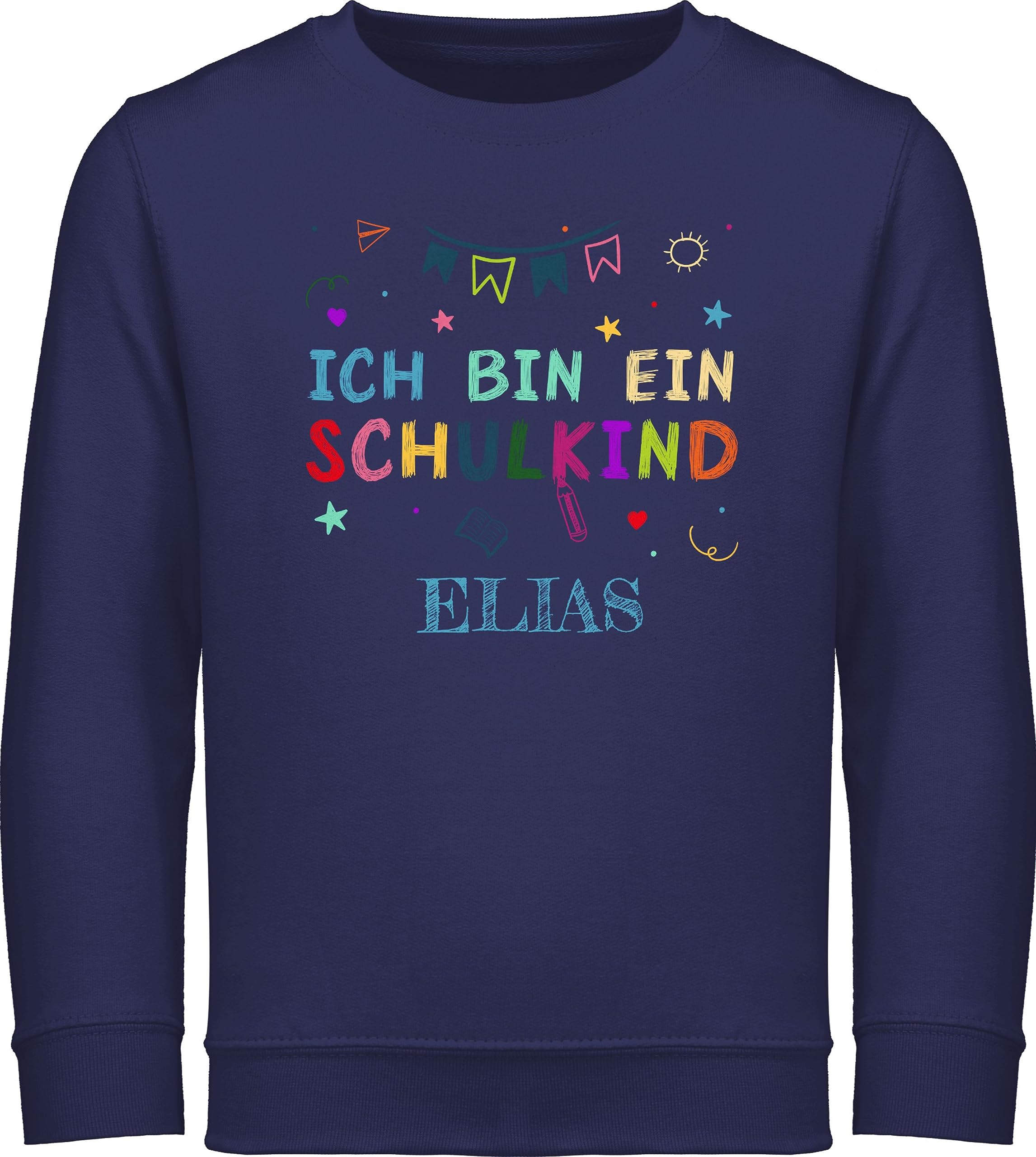 Geschenk mit Namen personalisiert by Shirtracer - Sweater Kinder Sweatshirt Jungen Mädchen Pullover - Einschulung - Ich Bin EIN Schulkind