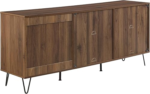 Miniatura 5 de Crosley Furniture Teagan Mid Century - Armario de almacenamiento de discos para bufé, roble marrón