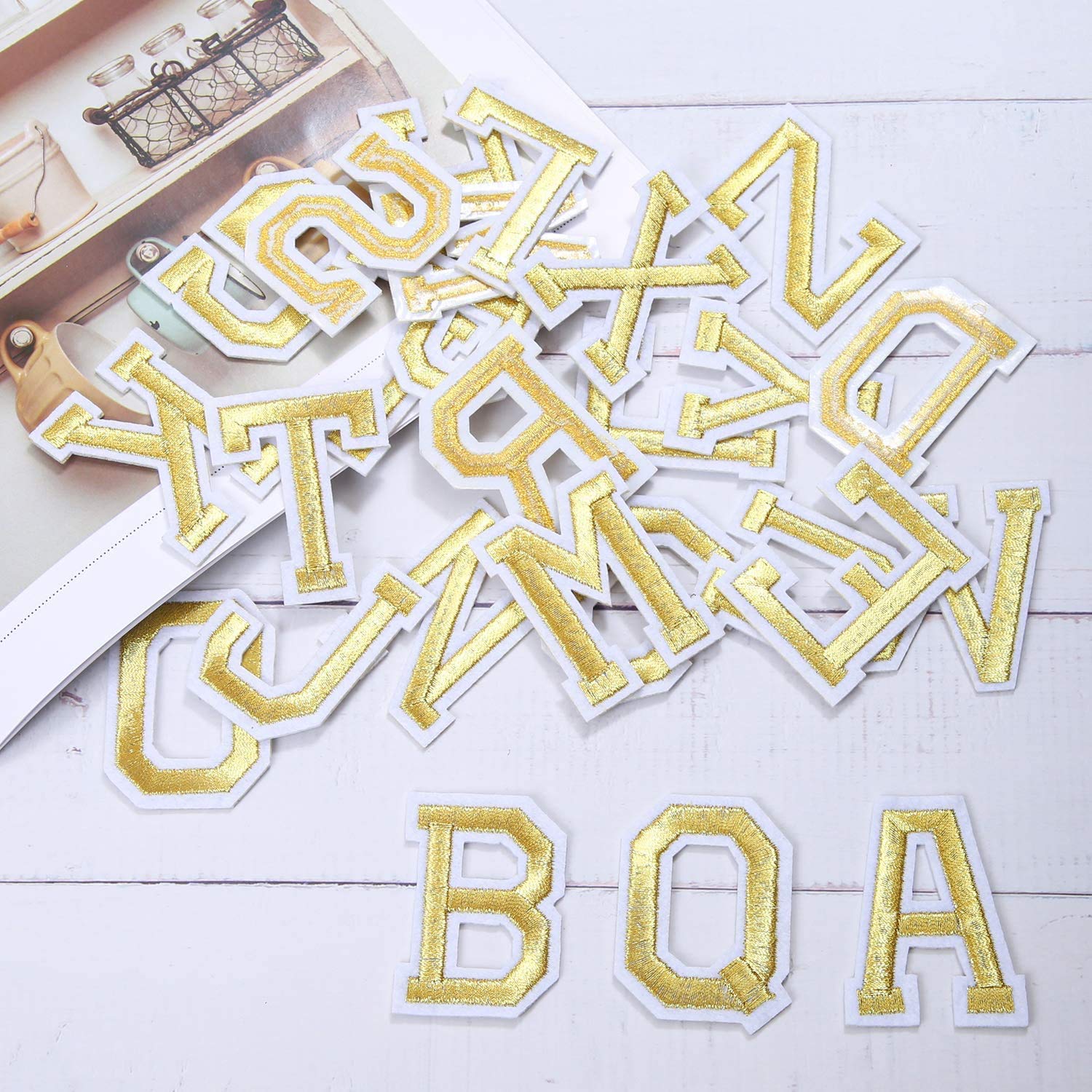 Excefore 2 Pack Iron on Letter Patches Letter Iron on Patches Sew on Embroidered Patches with Embroidered for Shoes Hat Bag Clothing Decorative Repair Patches for Shoes Hat Bag Clothing Supplies