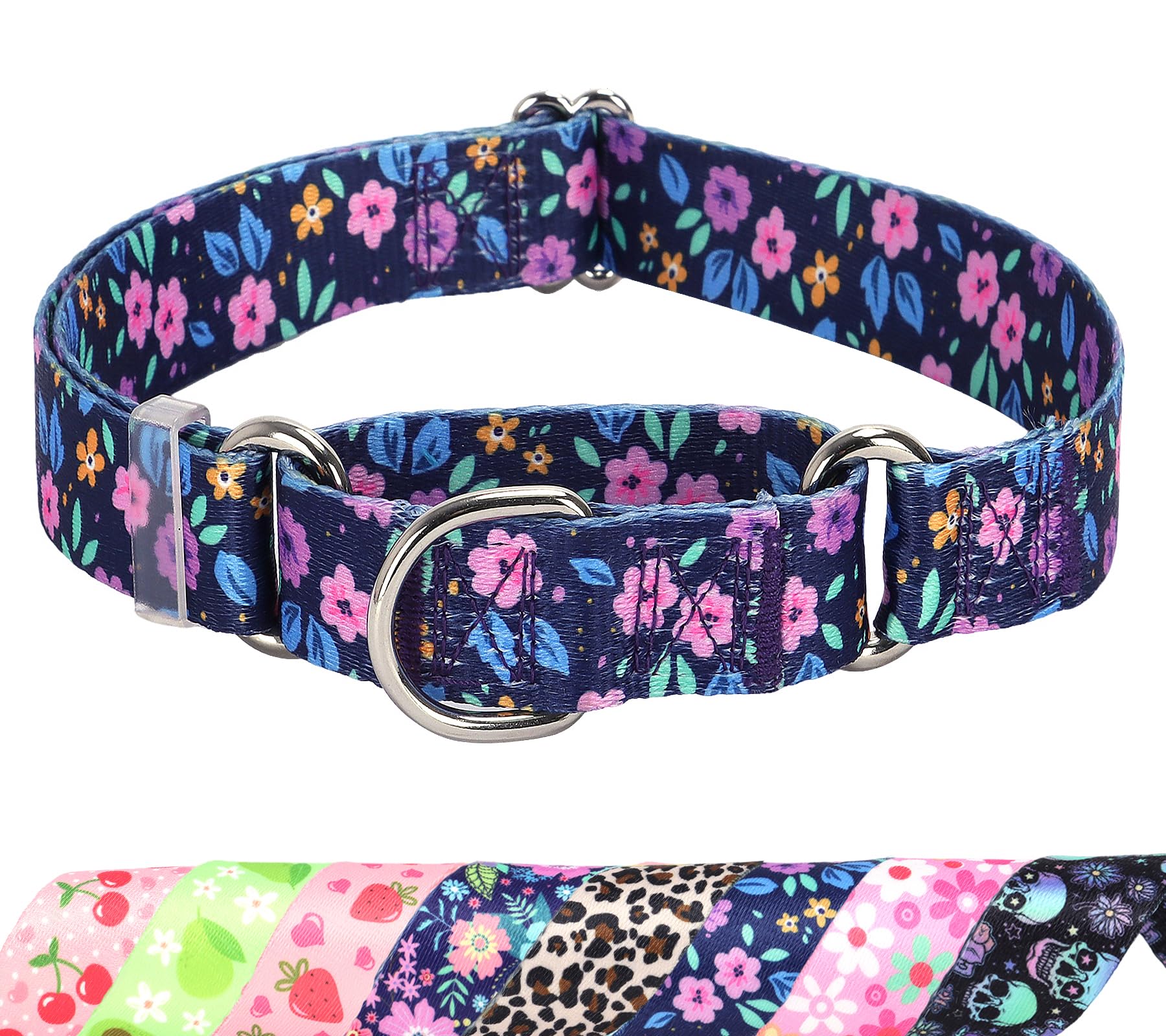 Martingale Dog Collar for Small Medium Large Breed Pet Dogs-No-Slip Escape Proof Choke No Pull Cinch Soft Webbing Dog Collar for Male and Female