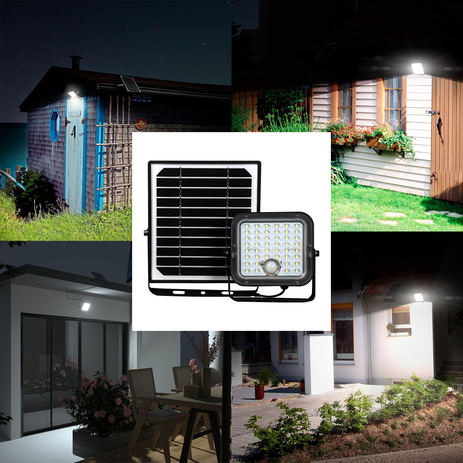 Velamp Cube Faretto LED Solare 1500 lm – Sensore Movimento, Modalità Automatica, Pannello Remoto 5 m, IP65, Luce Esterna per Portico, Ingresso, Giardino