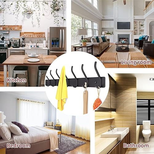 Miniatura 4 de AJLTPA Perchero de pared para colgar ropa, chaqueta, sombrero, dormitorio, baño, cocina, negro mate