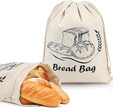 HRX Package 2 Pack Reusable TPU Lined Bread Bag, Cotton Eco Bread Storage Bags, Bread Bags for Homemade Bread, 45x35cm