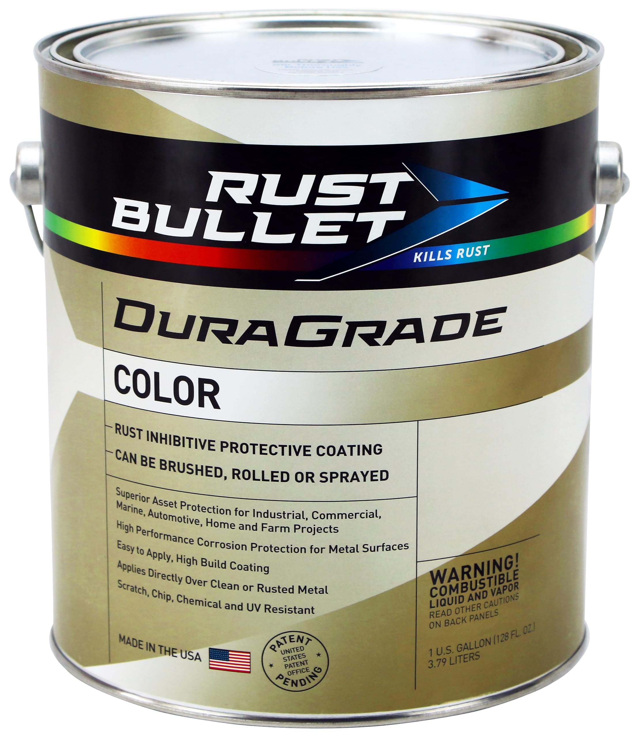 RUST BULLET DuraGrade Color - White - 1 Gallon - Advanced Technology Corrossion Control, Rust Inhibitor & Protective Coating, Exceptional Adhesion, UV Resistant