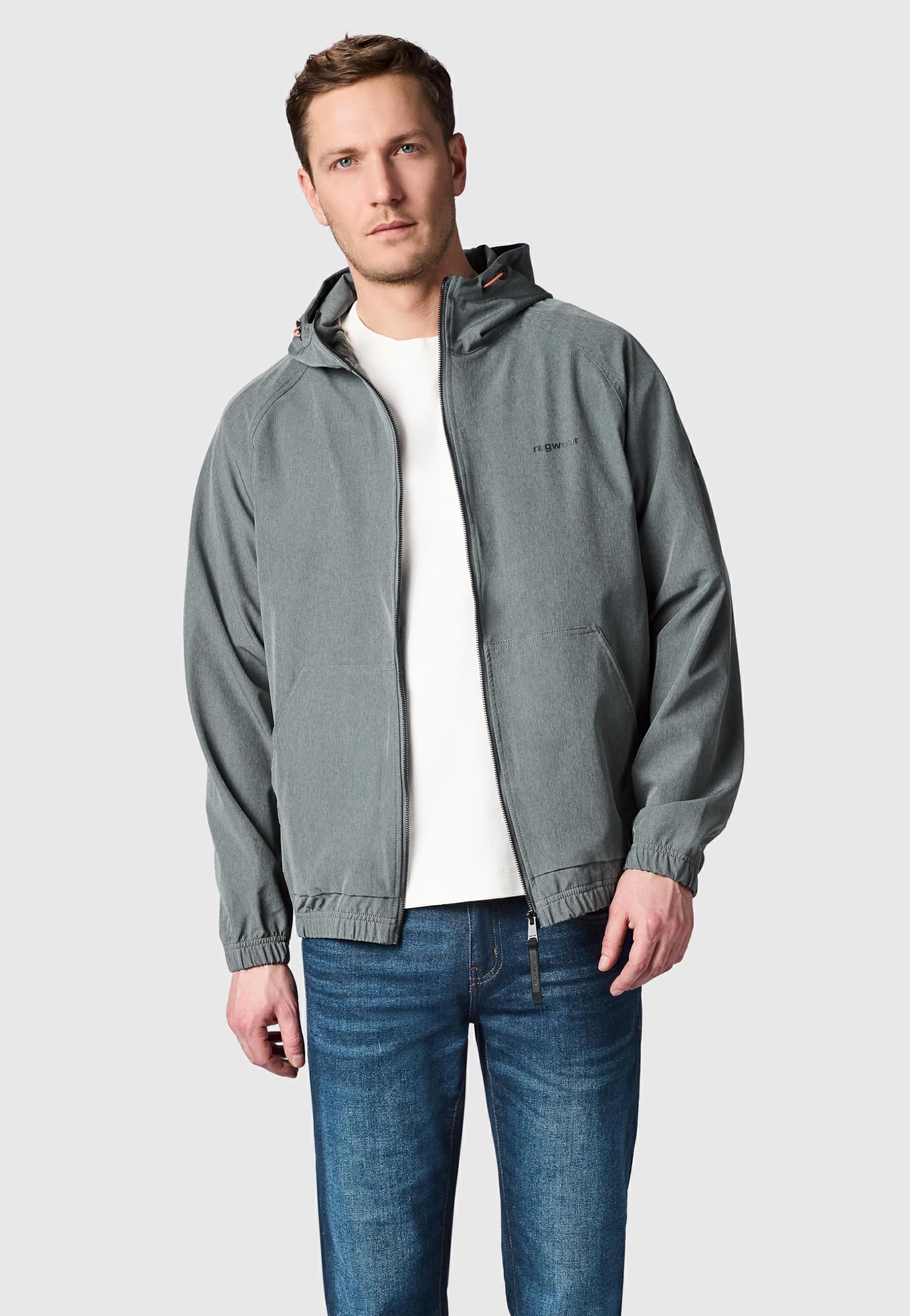 Ragwear Męska lekka kurtka przejściowa krótka kurtka z regulowanym kapturem Roog A Dark Grey rozm. XXL