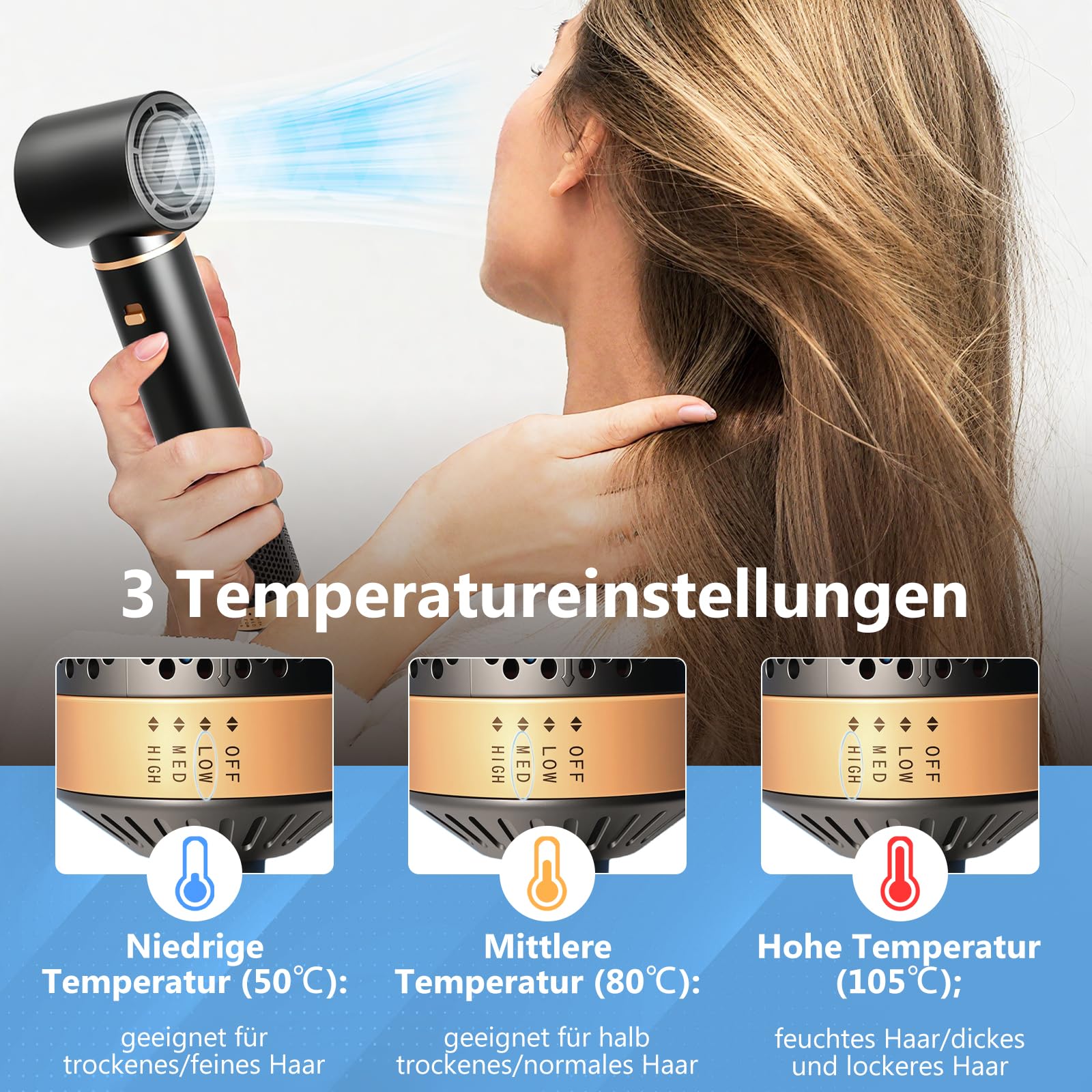Asciugacapelli 5 in 1, Spazzola Soffiante Airstyler set, Hairstyler 5 in 1 Multifunzione Phon Capelli Auto Riccioli Ferro, Phon con 3 Temperatures Styling Liscio, Onde, Ricci, Strumenti Capelli